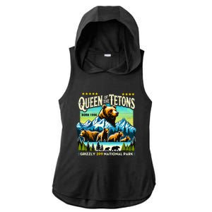 Queen Of The Tetons Grizzly 399 National Park Bear Lovers Ladies PosiCharge Tri-Blend Wicking Draft Hoodie Tank