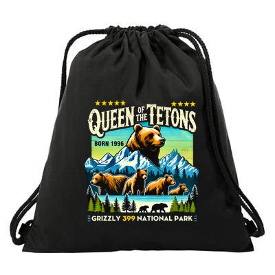 Queen Of The Tetons Grizzly 399 National Park Bear Lovers Drawstring Bag