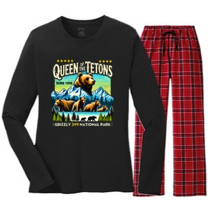 Queen Of The Tetons Grizzly 399 National Park Bear Lovers Women's Long Sleeve Flannel Pajama Set 