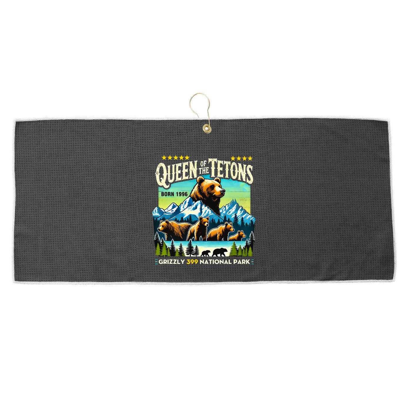 Queen Of The Tetons Grizzly 399 National Park Bear Lovers Large Microfiber Waffle Golf Towel