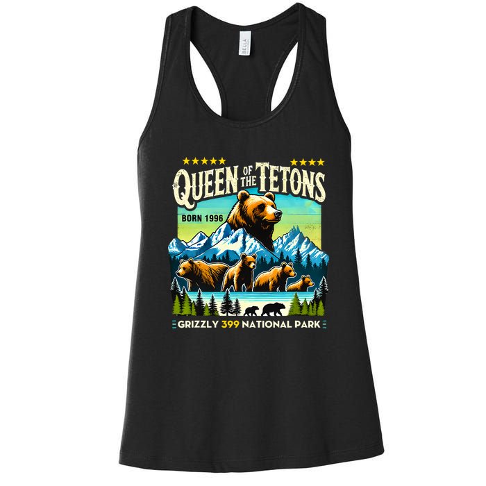 Queen Of The Tetons Grizzly 399 National Park Bear Lovers Women's Racerback Tank