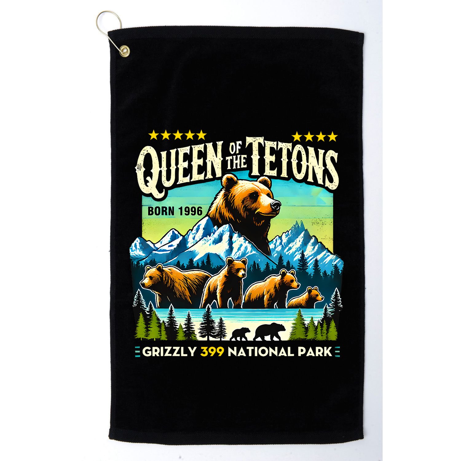 Queen Of The Tetons Grizzly 399 National Park Bear Lovers Golf Towel