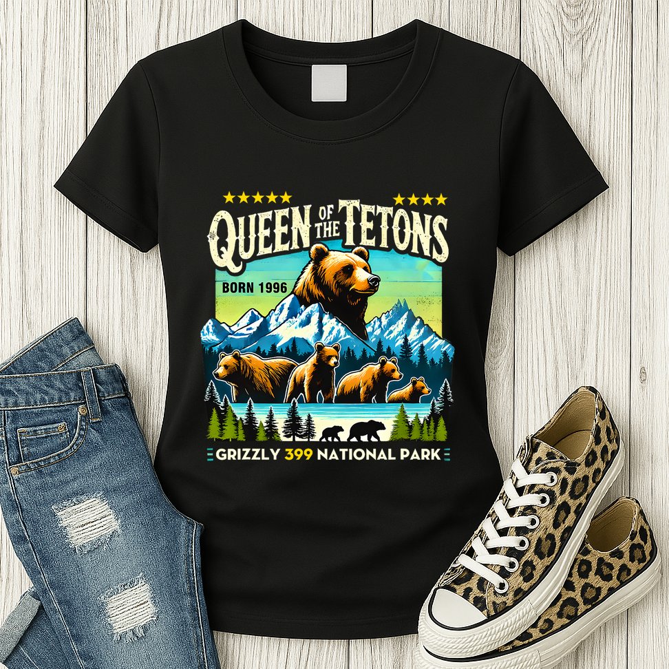 Queen Of The Tetons Grizzly 399 National Park Bear Lovers Womens T-Shirt