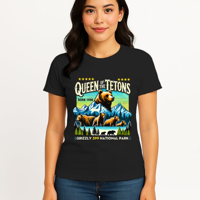 Queen Of The Tetons Grizzly 399 National Park Bear Lovers Womens T-Shirt