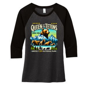 Queen Of The Tetons Grizzly 399 National Park Bear Lovers Women's Tri-Blend 3/4-Sleeve Raglan Shirt