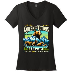 Queen Of The Tetons Grizzly 399 National Park Bear Lovers Women's V-Neck T-Shirt