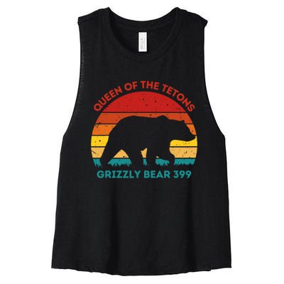 Queen Of The Tetons Grizzly Bear 399 Gtnp Women's Racerback Cropped Tank