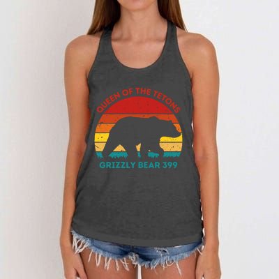 Queen Of The Tetons Grizzly Bear 399 Gtnp Women's Knotted Racerback Tank