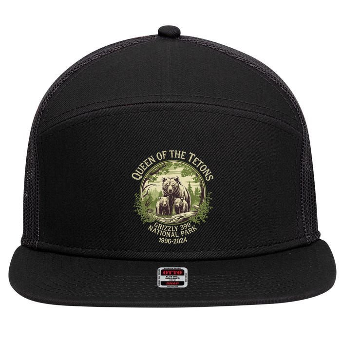 Queen Of The Tetons Grizzly 399 Wildlife Preserve 1996 2024 7 Panel Mesh Trucker Snapback Hat