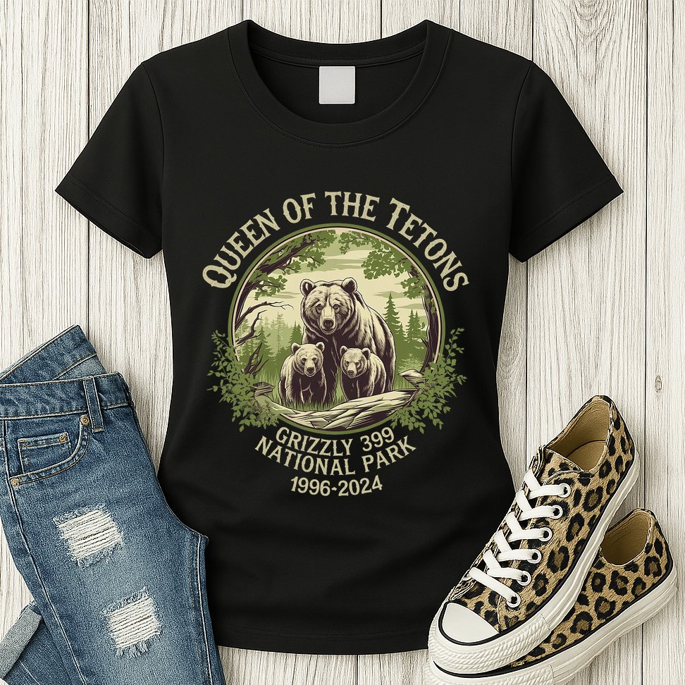 Queen Of The Tetons Grizzly 399 Wildlife Preserve 1996 2024 Womens T-Shirt