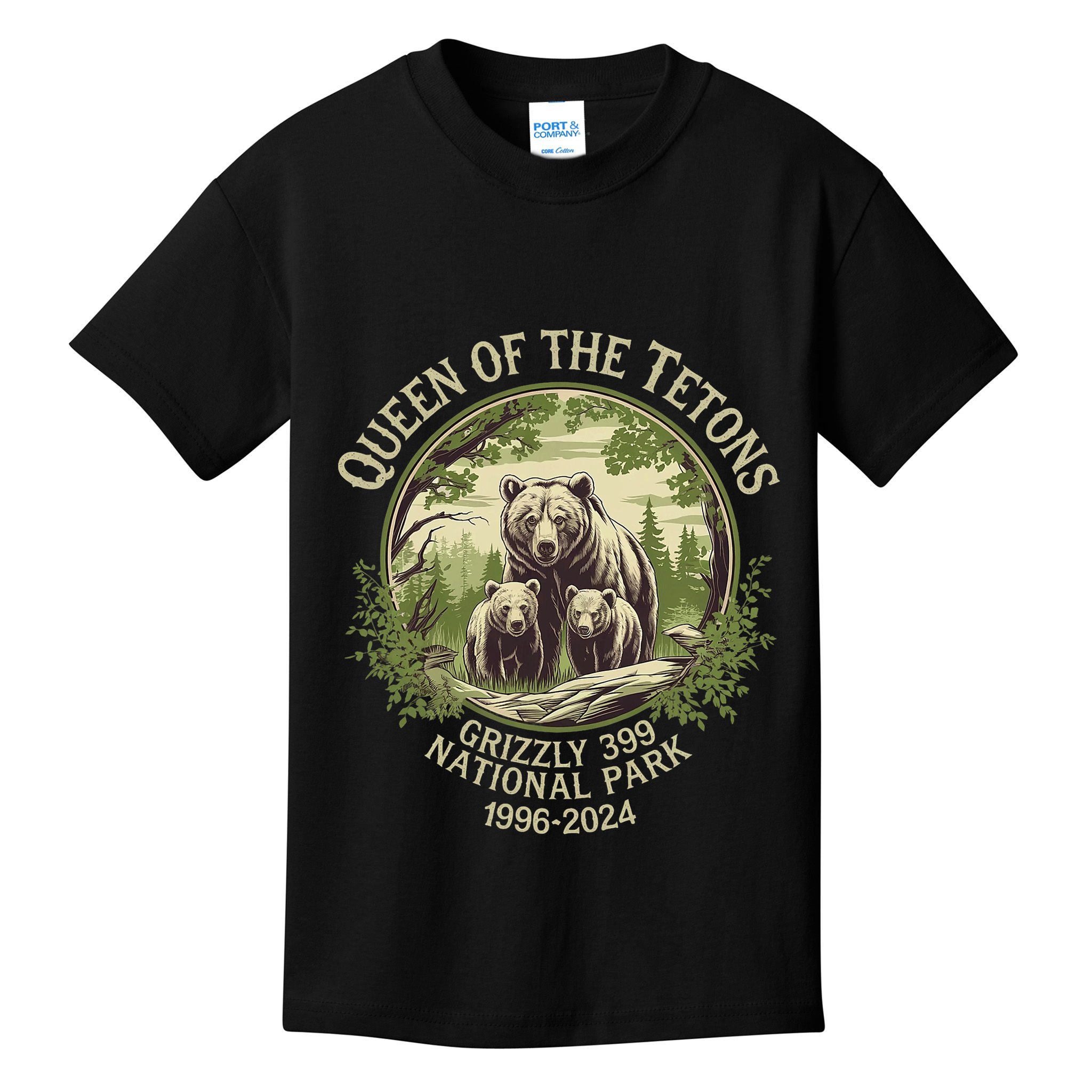 Queen Of The Tetons Grizzly 399 Wildlife Preserve 1996 2024 Kids T-Shirt
