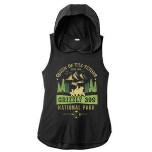 Queen Of The Tetons Grizzly 399 National Park Preserve Ladies PosiCharge Tri-Blend Wicking Draft Hoodie Tank