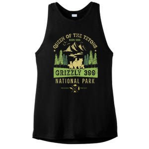 Queen Of The Tetons Grizzly 399 National Park Preserve Ladies PosiCharge Tri-Blend Wicking Tank