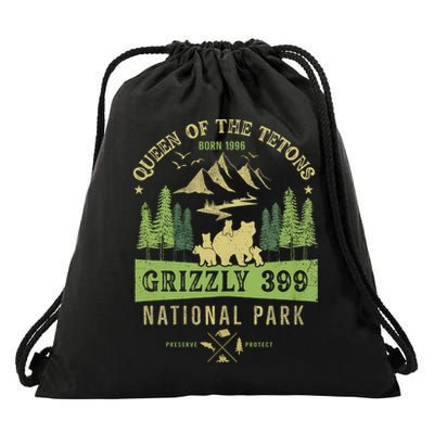 Queen Of The Tetons Grizzly 399 National Park Preserve Drawstring Bag