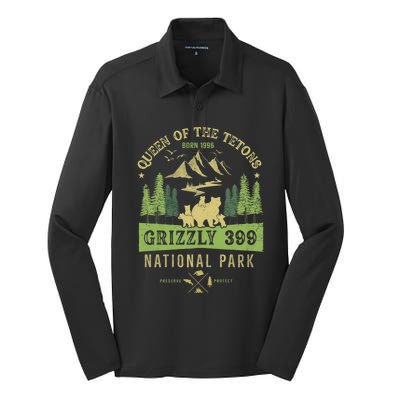 Queen Of The Tetons Grizzly 399 National Park Preserve Silk Touch Performance Long Sleeve Polo