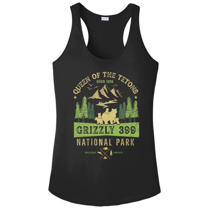 Queen Of The Tetons Grizzly 399 National Park Preserve Ladies PosiCharge Competitor Racerback Tank