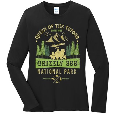 Queen Of The Tetons Grizzly 399 National Park Preserve Ladies Long Sleeve Shirt