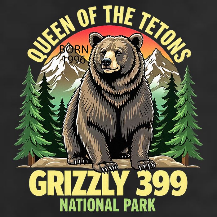 Queen Of The Tetons Grizzly 399 National Park Bear Lovers 7 Panel Mesh Trucker Snapback Hat