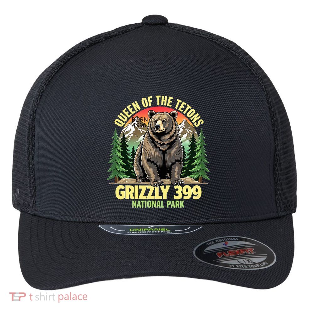 Queen Of The Tetons Grizzly 399 National Park Bear Lovers Flexfit Unipanel Trucker Cap