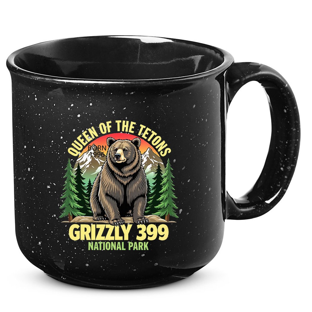 Queen Of The Tetons Grizzly 399 National Park Bear Lovers 15oz Campfire Ceramic Mug