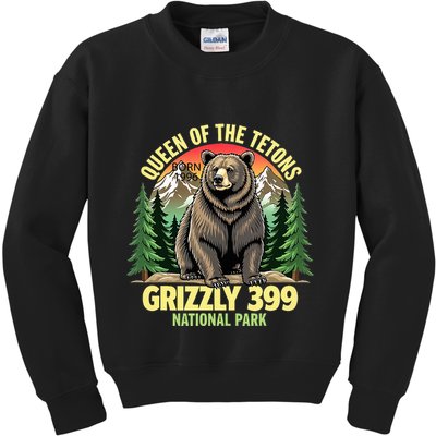 Queen Of The Tetons Grizzly 399 National Park Bear Lovers Kids Sweatshirt