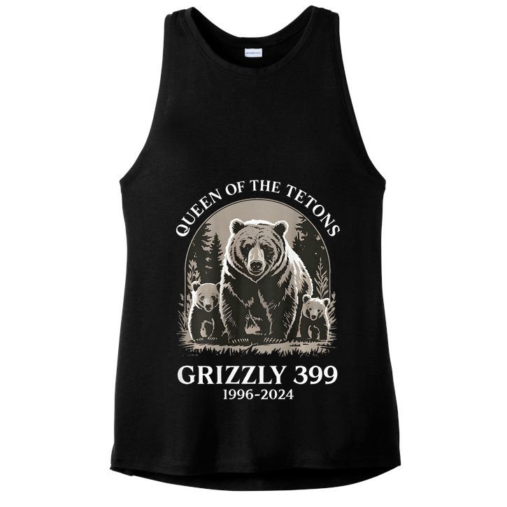 Queen Of The Tetons Grizzly 399 National Park Ladies PosiCharge Tri-Blend Wicking Tank