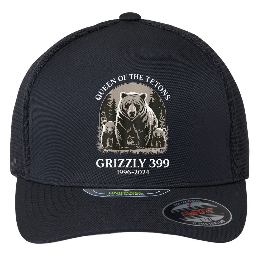 Queen Of The Tetons Grizzly 399 National Park Flexfit Unipanel Trucker Cap