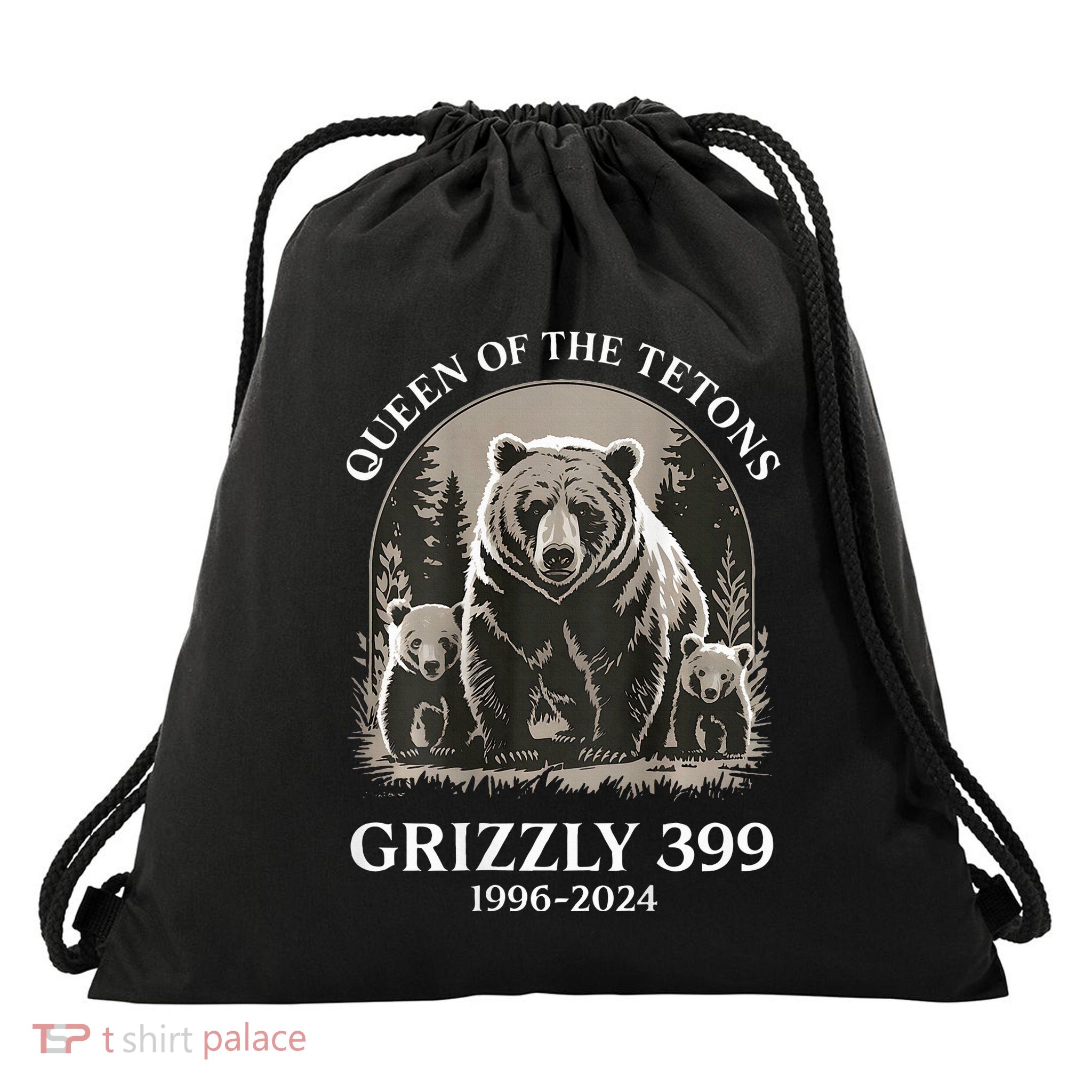 Queen Of The Tetons Grizzly 399 National Park Drawstring Bag