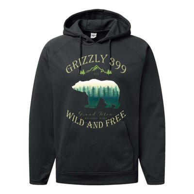 Queen Of The Teton Grizzly 399 Bear Wildlife Forest Preserve Performance Fleece Hoodie