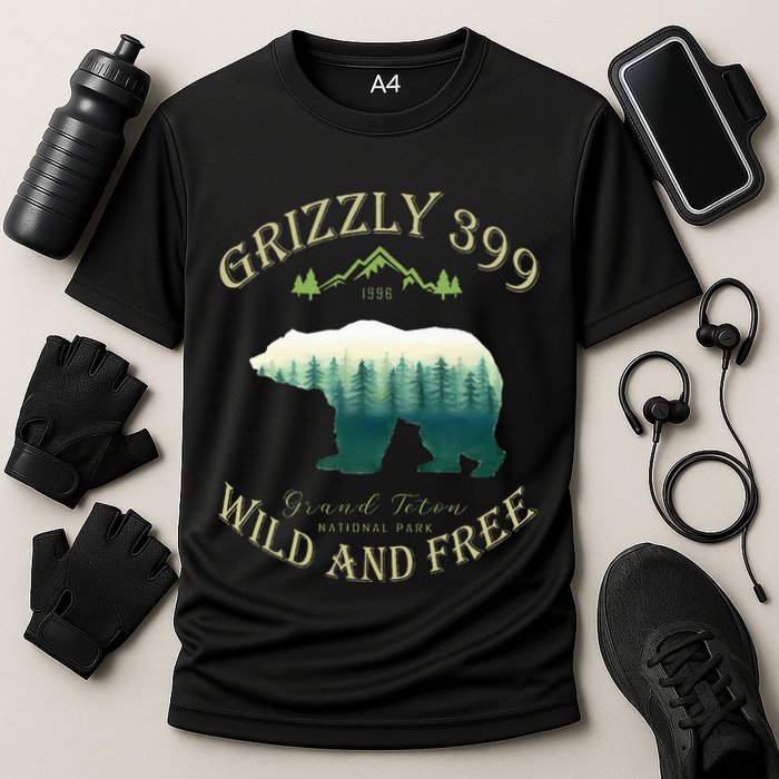 Queen Of The Teton Grizzly 399 Bear Wildlife Forest Preserve Cooling Performance Crew T-Shirt