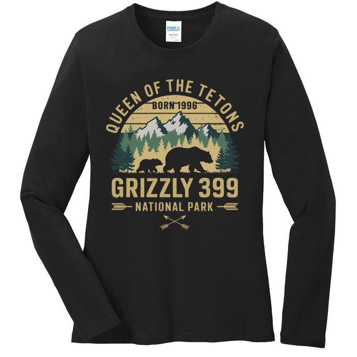 Queen Of The Tetons Grizzly 399 National Park Preserve Ladies Long Sleeve Shirt