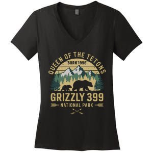 Queen Of The Tetons Grizzly 399 National Park Preserve Women's V-Neck T-Shirt