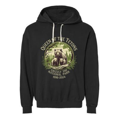 Queen Of The Tetons Grizzly 399 Wildlife Preserve 19962024 Garment-Dyed Fleece Hoodie