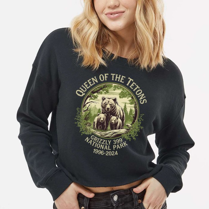 Queen Of The Tetons Grizzly 399 Wildlife Preserve 19962024 Cropped Pullover Crew
