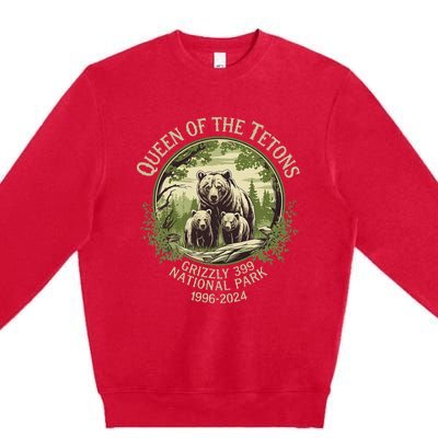 Queen Of The Tetons Grizzly 399 Wildlife Preserve 19962024 Premium Crewneck Sweatshirt