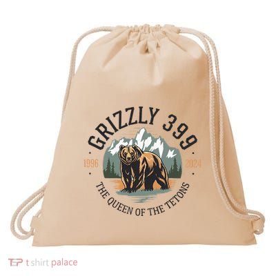 Queen Of The Tetons Grizzly 399 National Park Bear Lovers Drawstring Bag