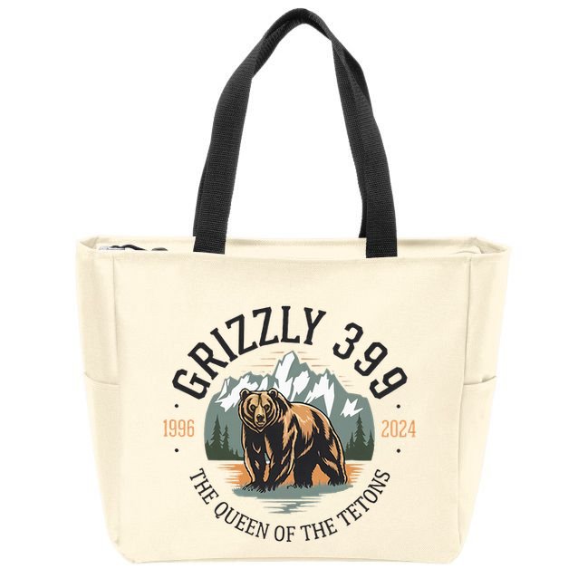 Queen Of The Tetons Grizzly 399 National Park Bear Lovers Zip Tote Bag
