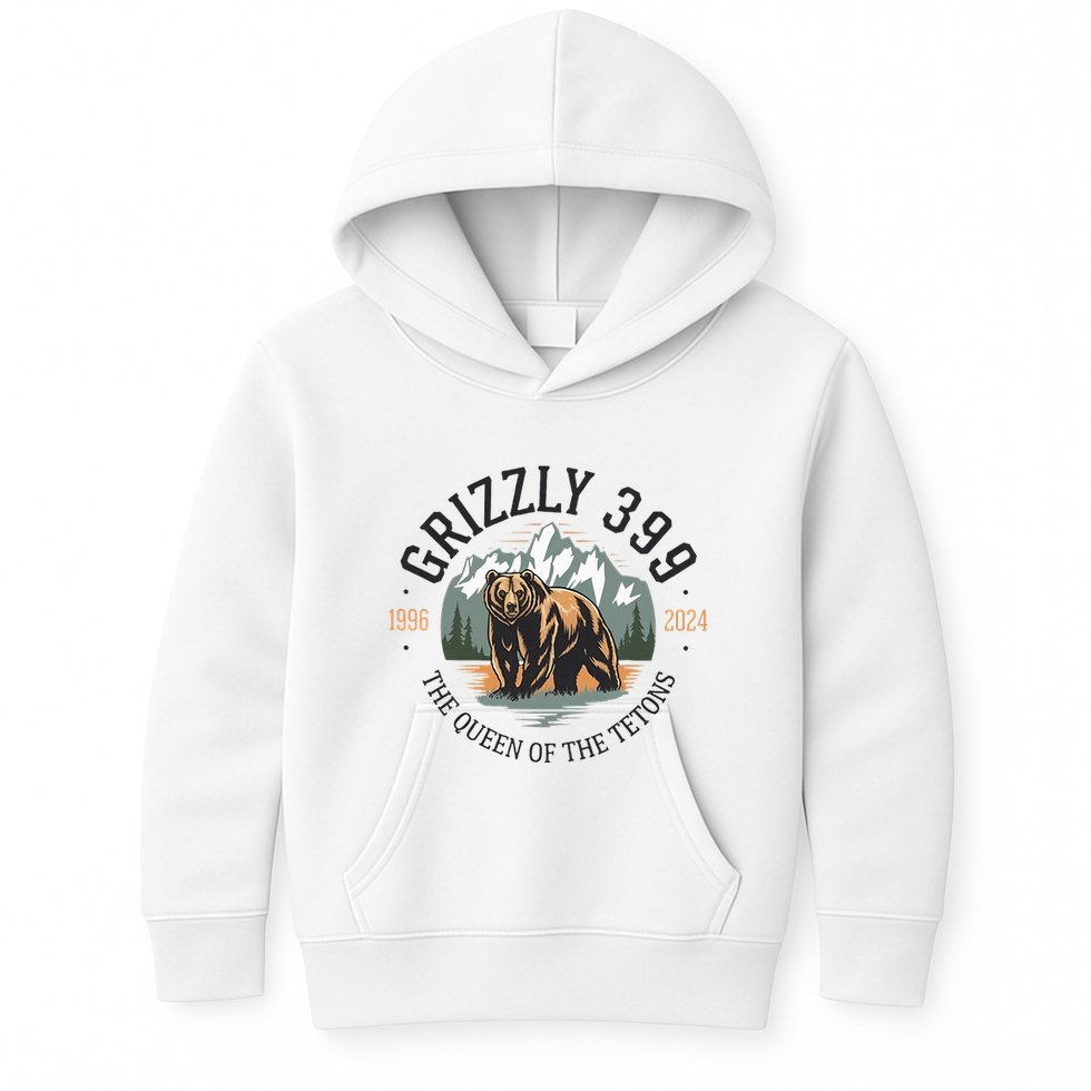 Queen Of The Tetons Grizzly 399 National Park Bear Lovers Kids Hoodie