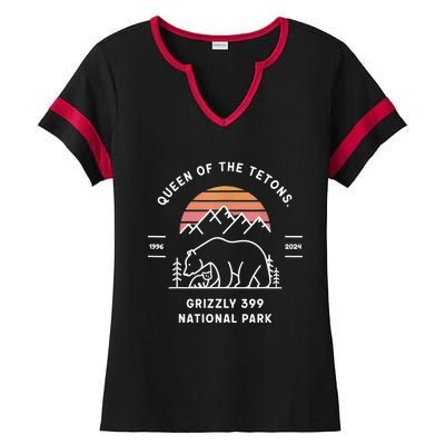 Queen Of The Tetons Grizzly 399 National Park 1996 2024 Ladies Halftime Notch Neck Tee