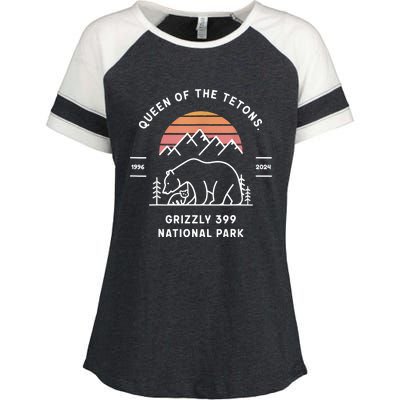 Queen Of The Tetons Grizzly 399 National Park 1996 2024 Enza Ladies Jersey Colorblock Tee