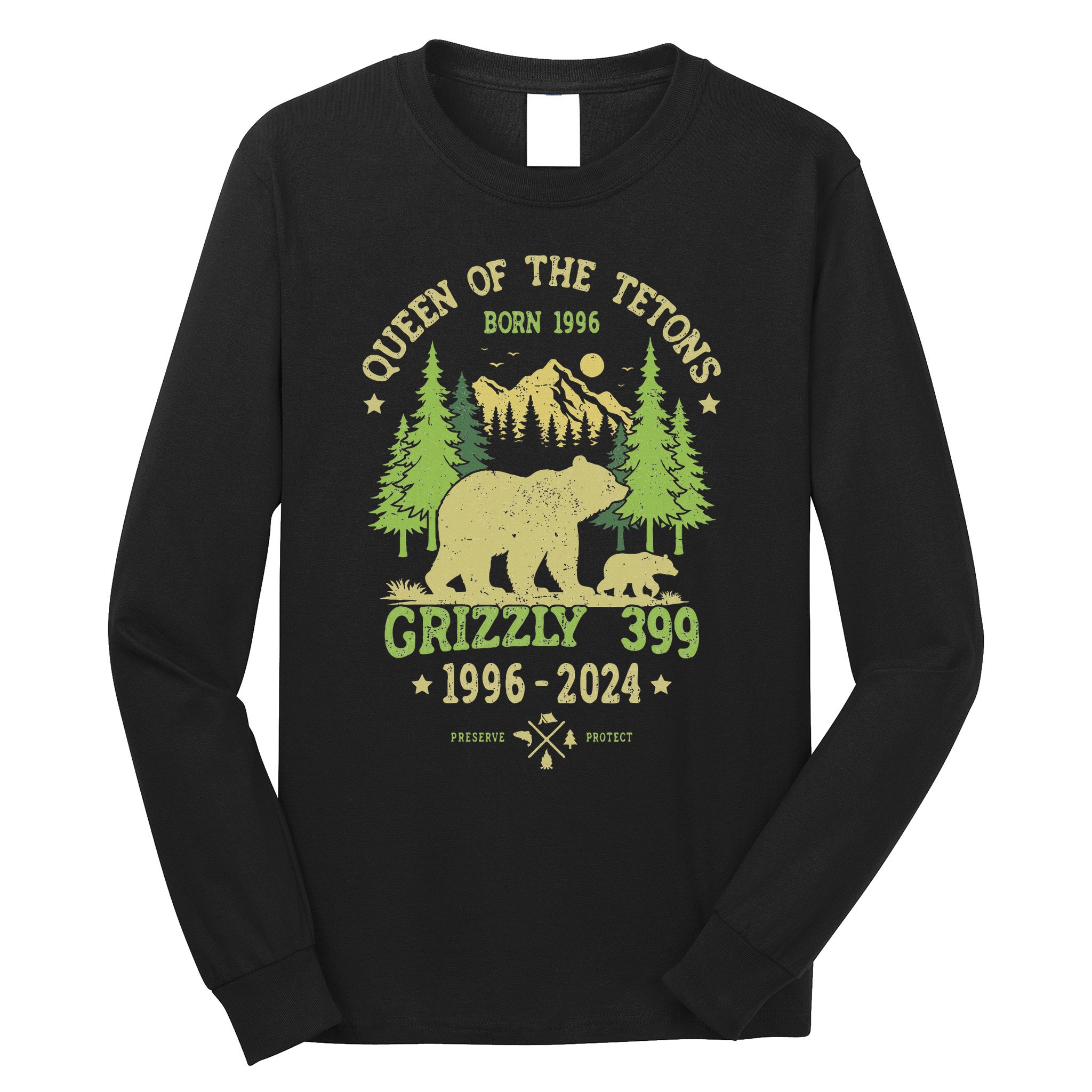 Queen Of The Tetons Grizzly 399 National Park 1996 2024 Long Sleeve Shirt