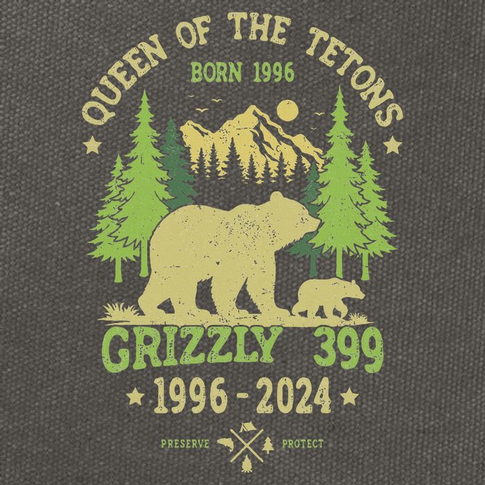 Queen Of The Tetons Grizzly 399 National Park 1996 2024 Cotton Canvas Backpack