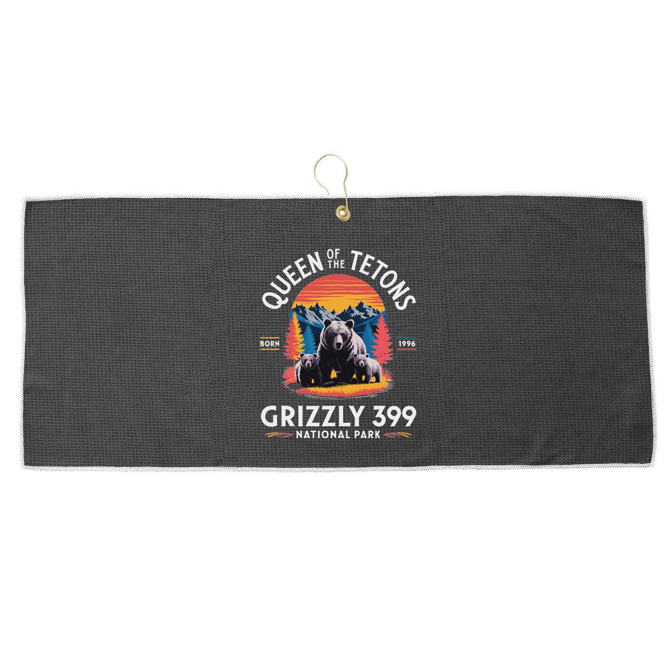 Queen Of The Tetons Grizzly 399 National Park Large Microfiber Waffle Golf Towel