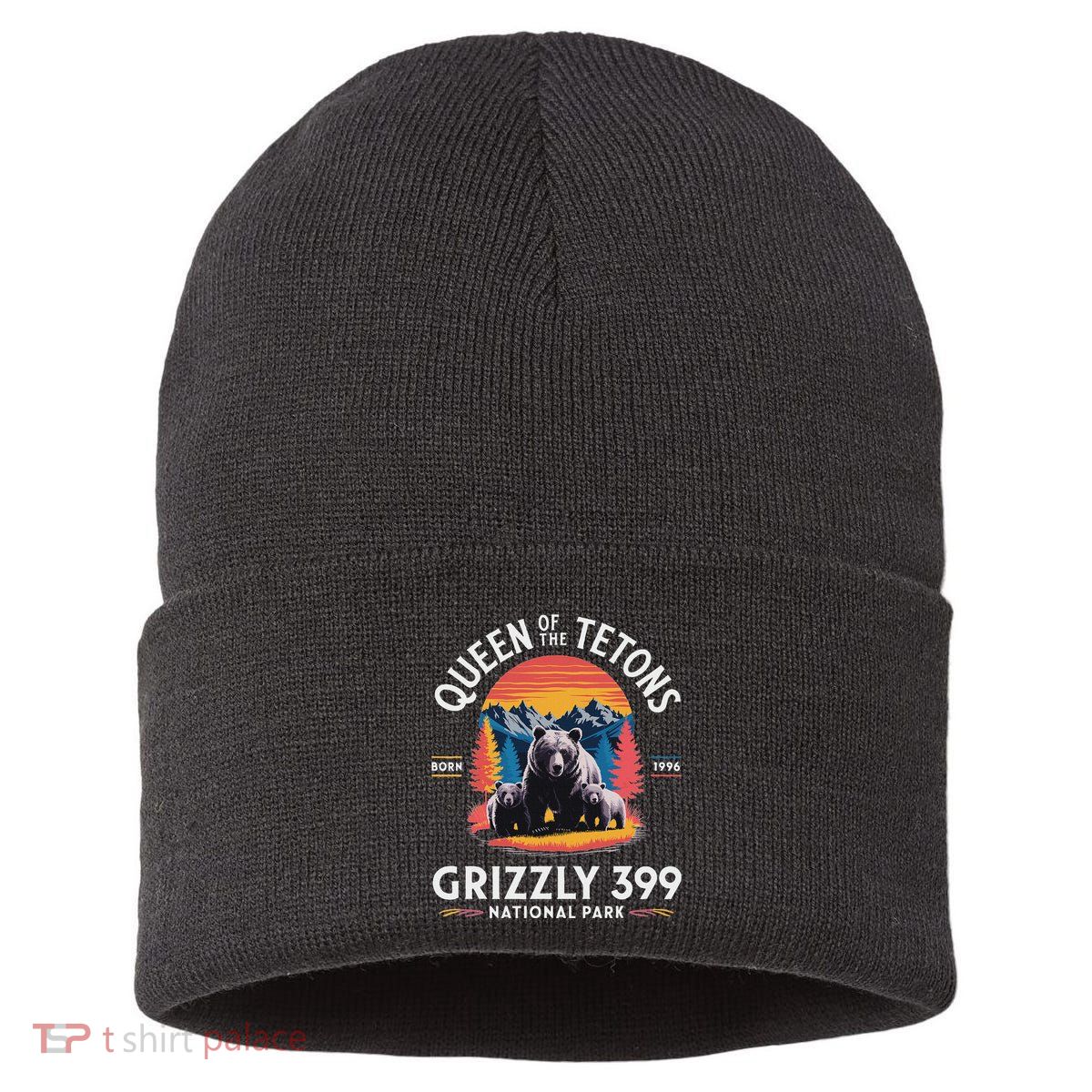 Queen Of The Tetons Grizzly 399 National Park Sustainable Knit Beanie