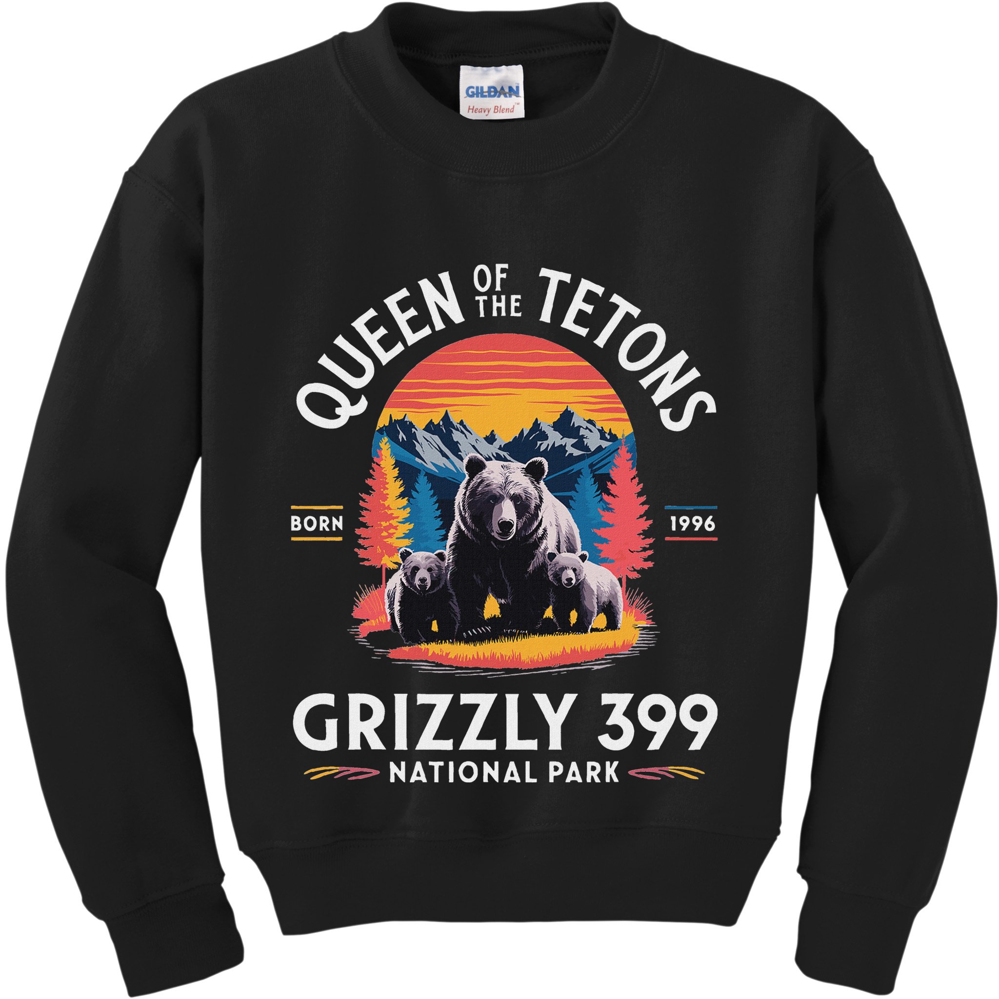 Queen Of The Tetons Grizzly 399 National Park Kids Sweatshirt