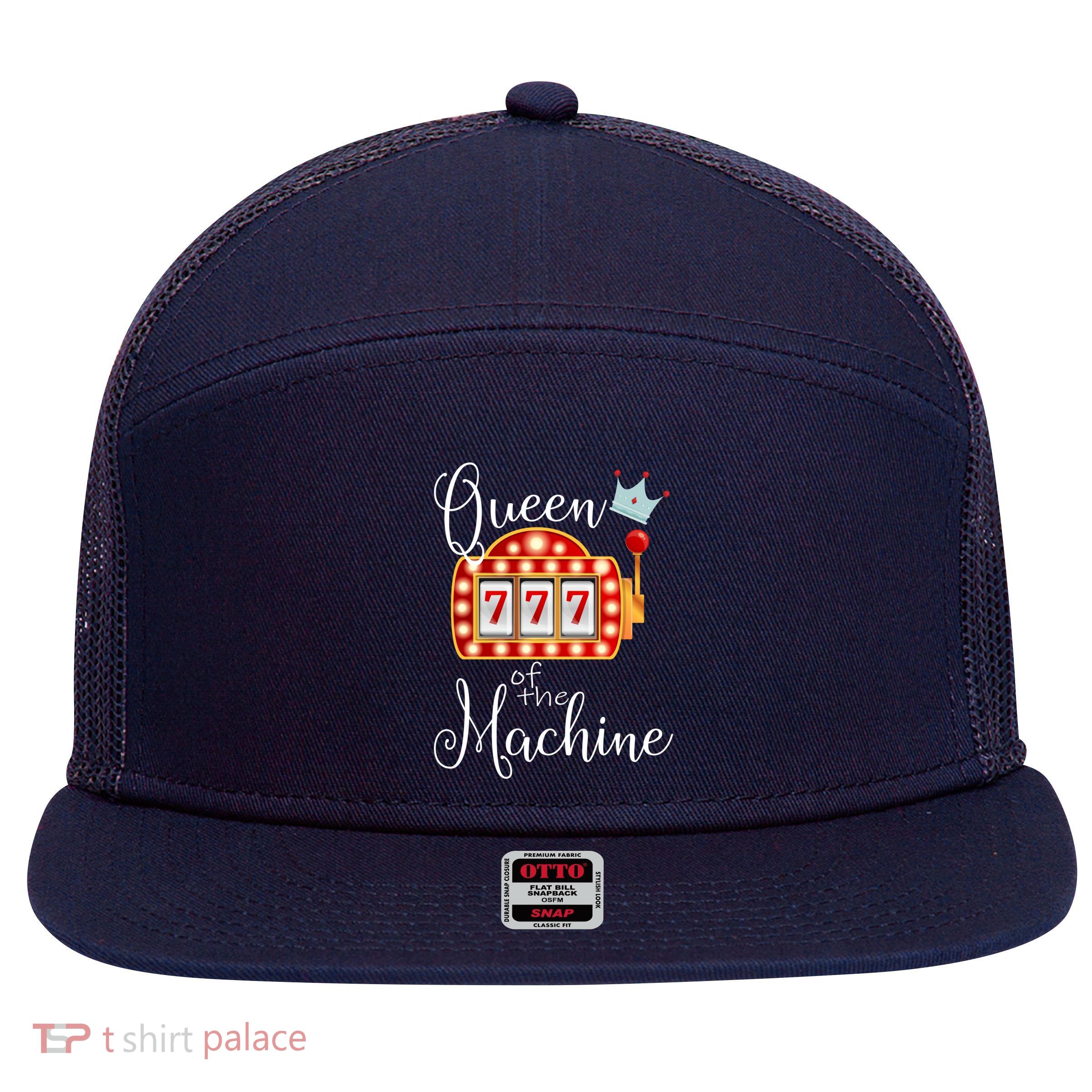 Queen Of The Machine Slot Casino Gambling Money Lovers 7 Panel Mesh Trucker Snapback Hat