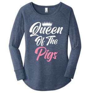 Queen Of The Pigs Pig Owner Pig Farmer Pig Mom Gift Women's Perfect Tri Tunic Long Sleeve Shirt