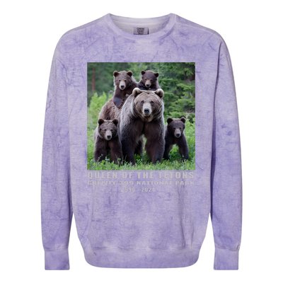 Queen Of The Tetons Grizzly 399 National Park 1996 2024 Colorblast Crewneck Sweatshirt