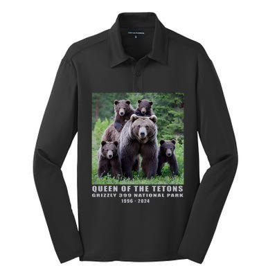 Queen Of The Tetons Grizzly 399 National Park 1996 2024 Silk Touch Performance Long Sleeve Polo