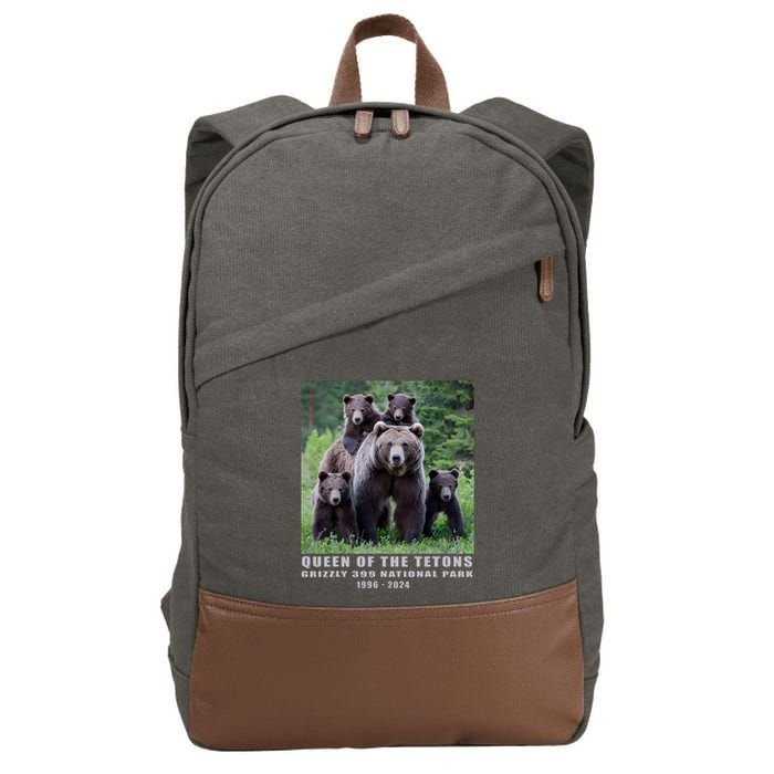 Queen Of The Tetons Grizzly 399 National Park 1996 2024 Cotton Canvas Backpack